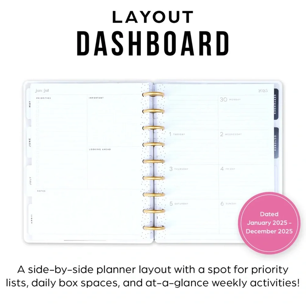 BWT The Happy Planner - 2025 Vivid Tropics Dashboard layout Planner